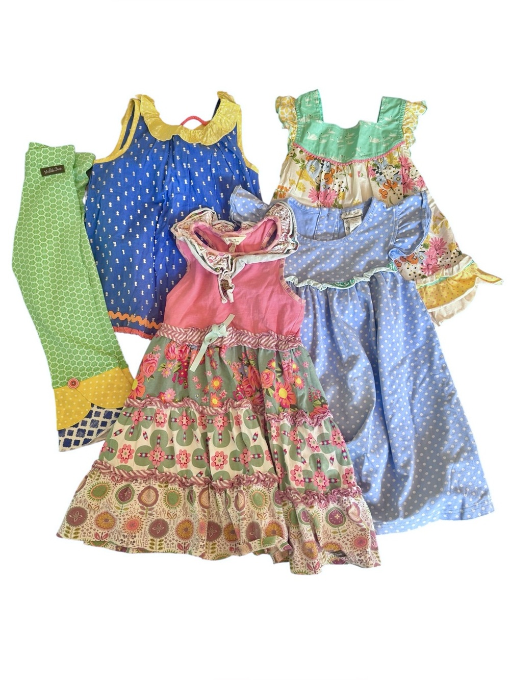 Matilda Jane Bundle of 5 Pieces Ruffle Dresses Tank Tops Pants Girls size 6